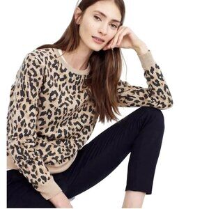 J. Crew Merino Wool Leopard Crewneck Sweater Size XS